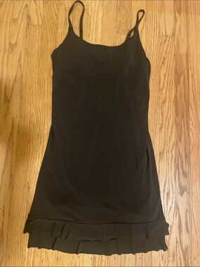 Robin Piccone Chocolate Brown Slip Dress with Ruffle Hem